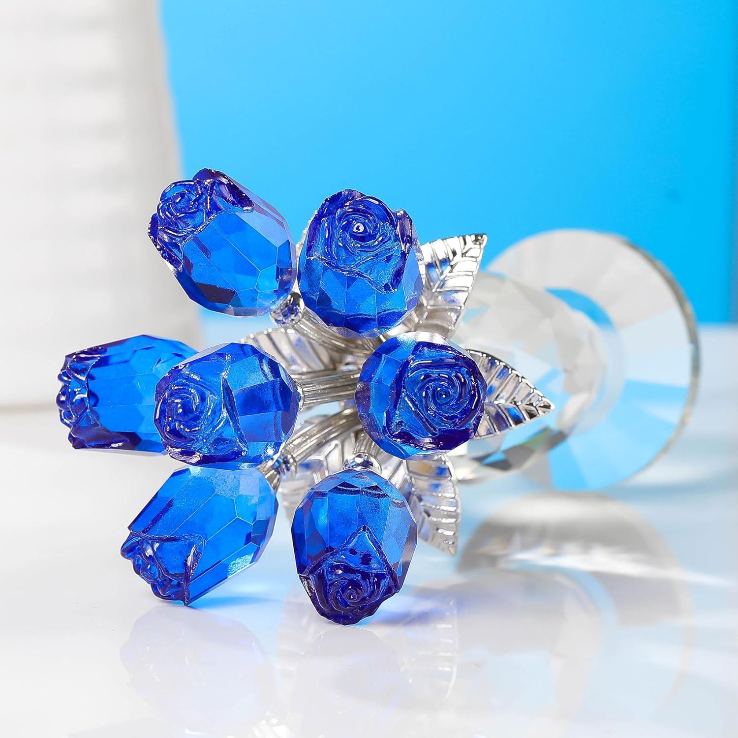 🔥ON SALE🔥Crystal Rose Flower Figurine with Vase