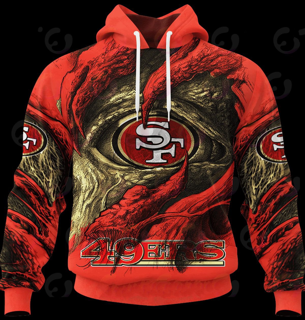 SAN FRANCISCO 49ERS 3D HOODIE COMMANDERS DEMON EYES