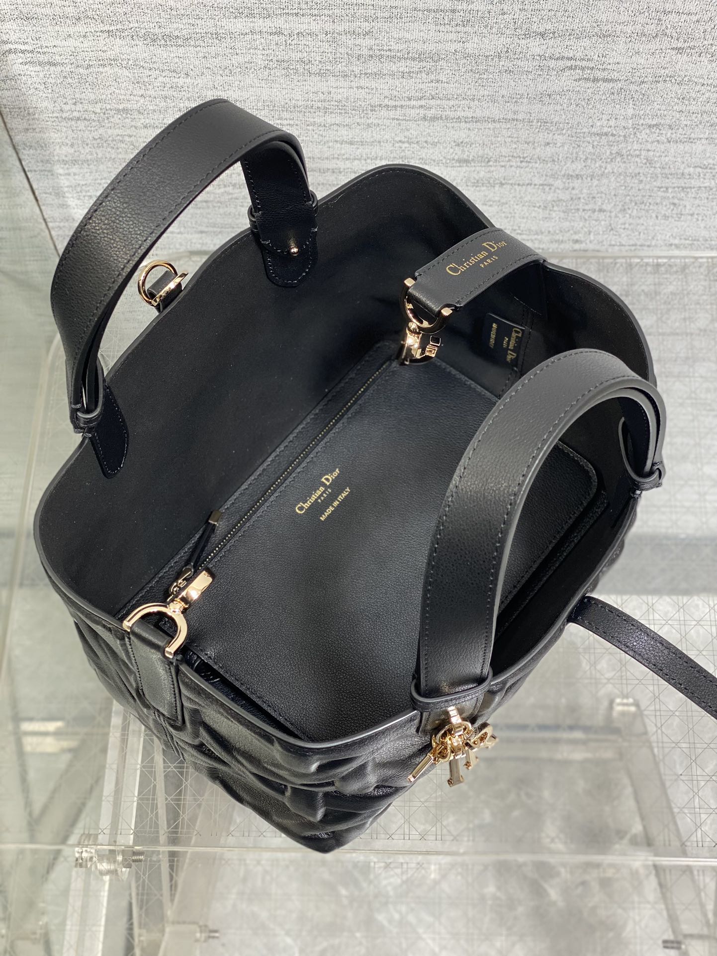Dior Toujours series black embossed handbag