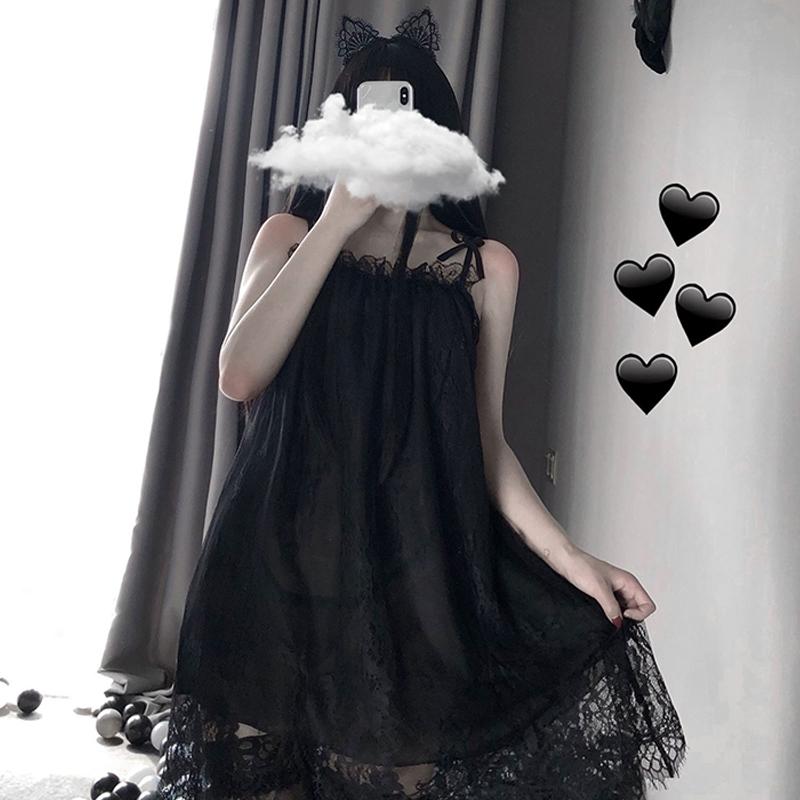 Lace Mesh Slip Dress Nightdress Stockings Lingerie