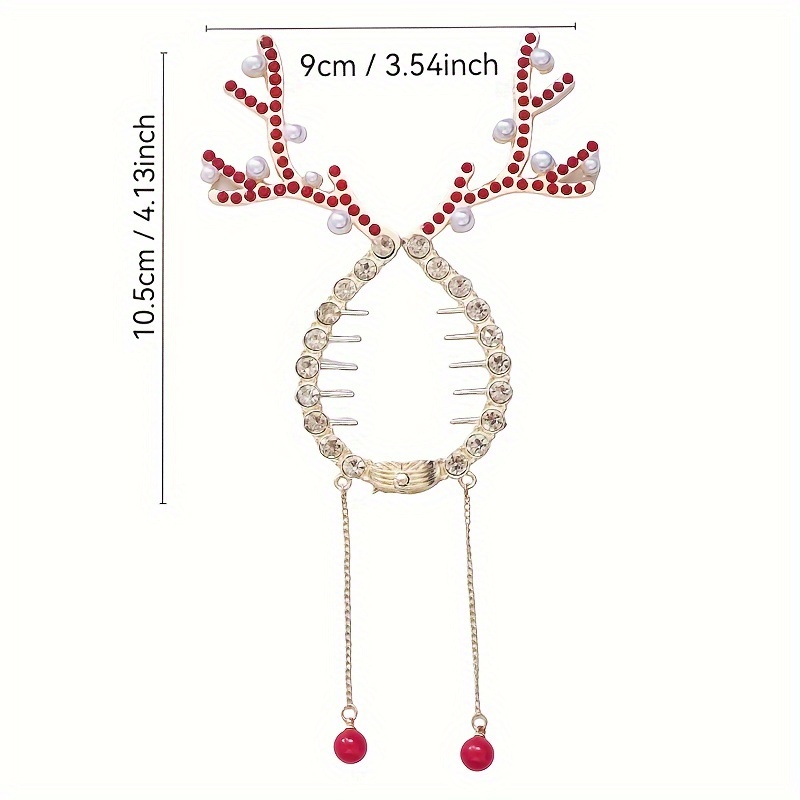 ✨🦌 Sparkling Reindeer Antler Hair Clips with Pearls – Festive Holiday Hair Accessories