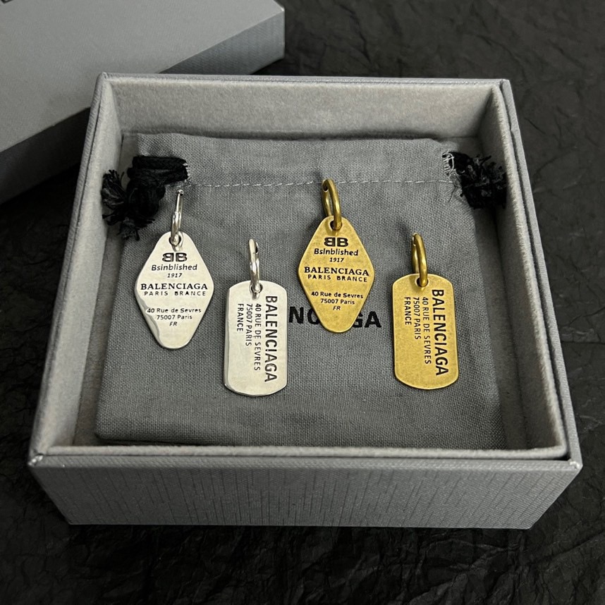 Balenciaga Engraved Nameplate Earrings