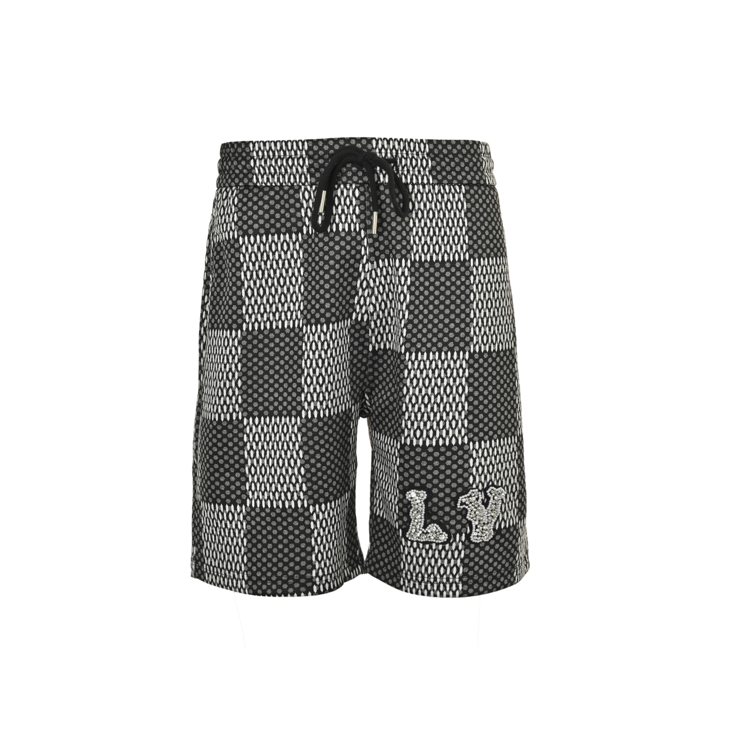 Louis Vuitton 25ss Pharrell checkerboard rhinestone wool shorts