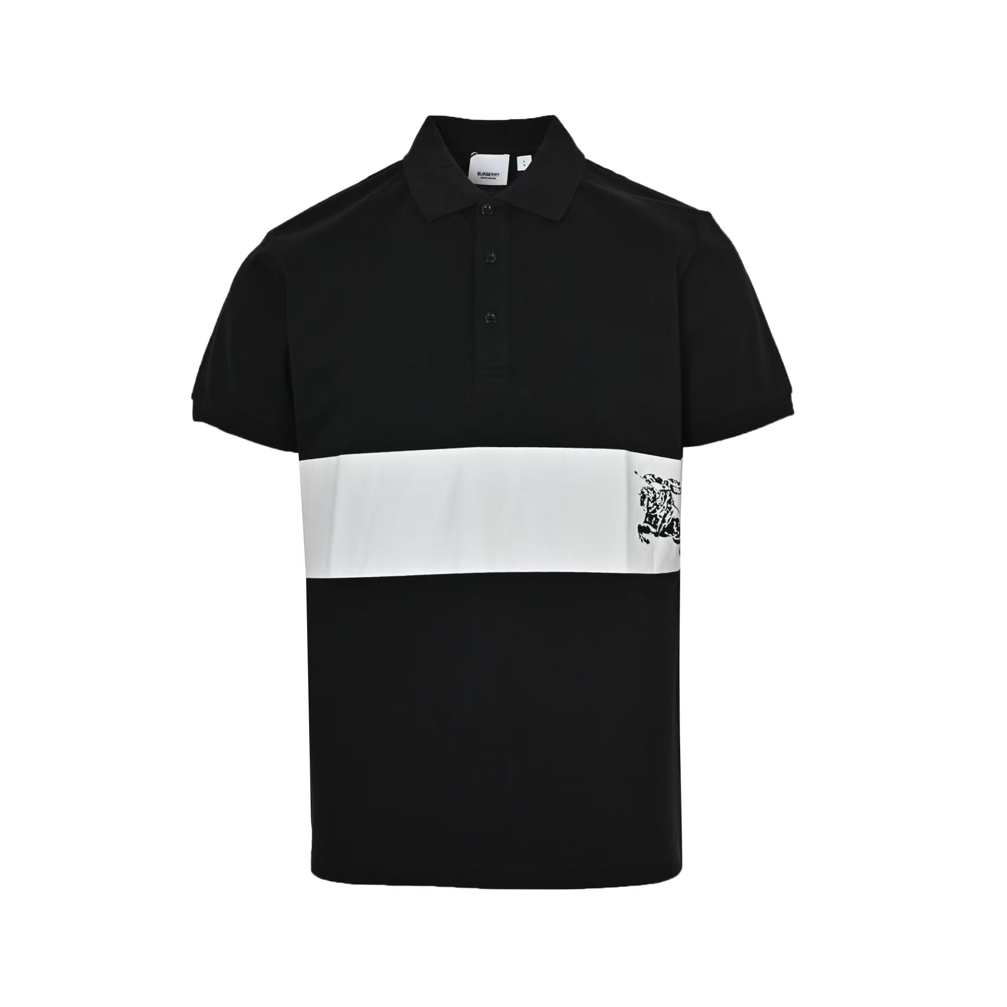 Burberry 25ss horizontal striped warhorse print Polo short sleeve