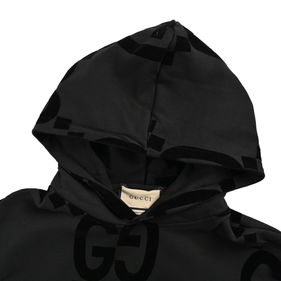 Gucci 24Fw Double G flocked print hooded sweatshirt