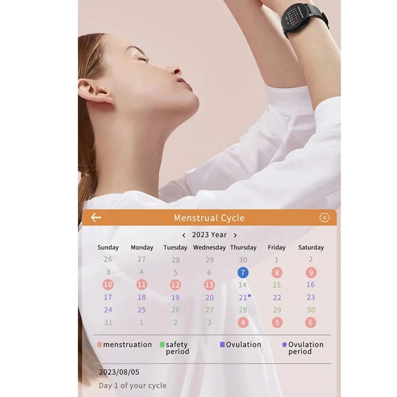 New women's smart watch Bluetooth call blood pressure blood oxygen heart rate monitor menstrual cycle waterproof smart watch