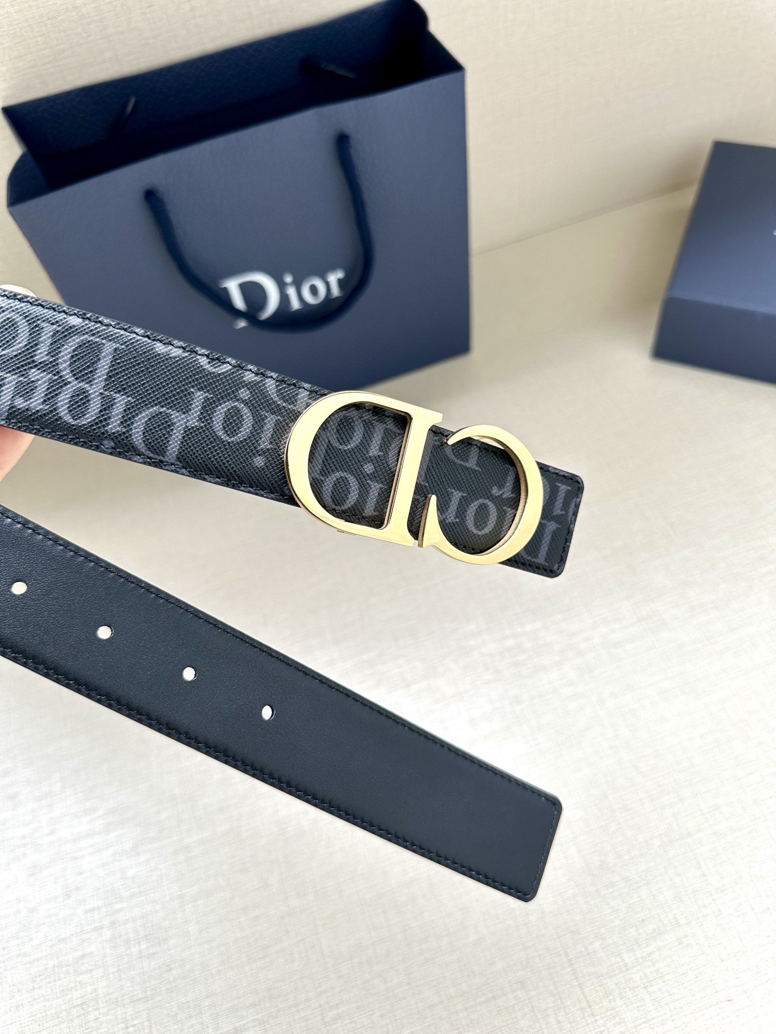 Dior Oblique Galaxy printed leather belt 3.5CM wide