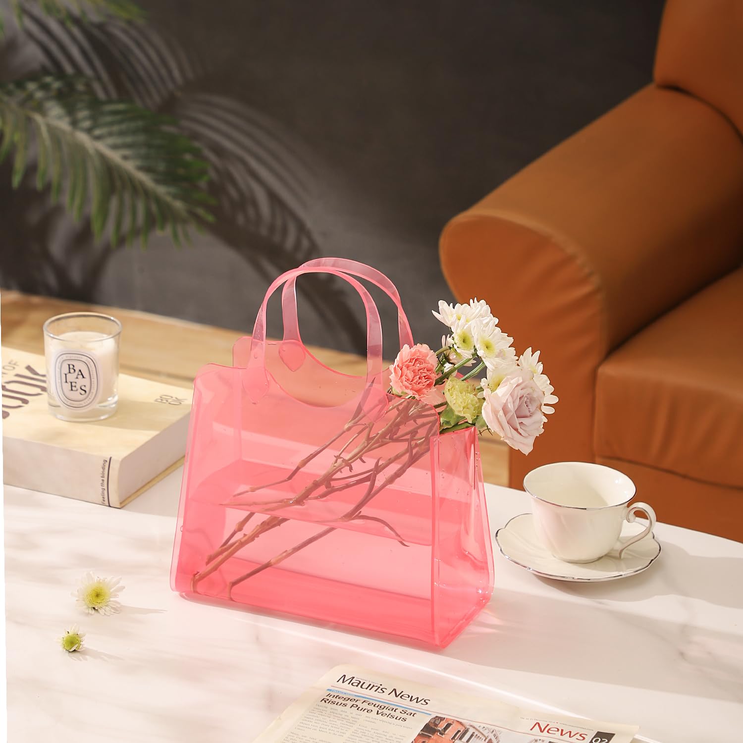 Bag Vase for Flowers, Pink Acrylic Vase, Modern Flower Vase