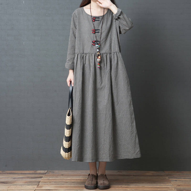 Comfy Button Down Plaid Maxi Dress