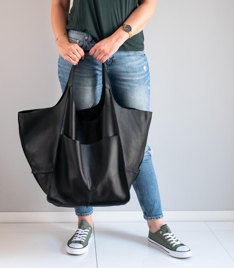 COGNAC LEATHER TOTE bag, Slouchy Tote, Cognac Handbag for Women, Every Day Bag, Women leather bag, Weekender Oversized bag