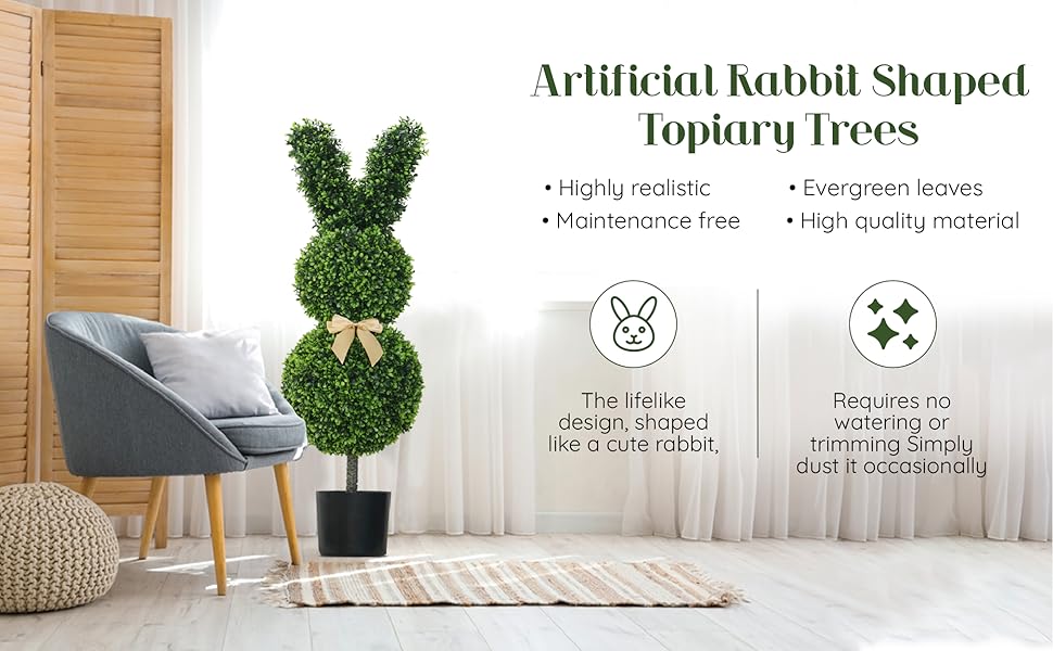 🔥Last day 49% OFF - 🐇Outdoor Artificial Turf Bunny-Shaped Topiary Tree(FREE SHIPPING)
