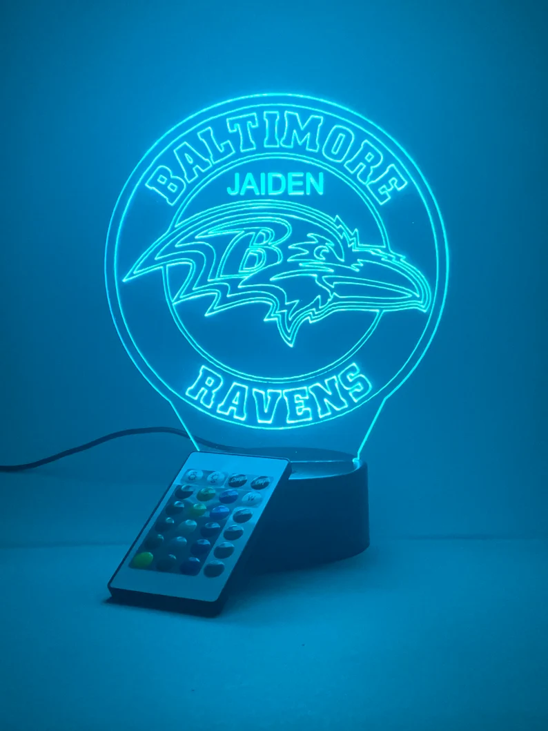 BALTIMORE RAVENS 3D LAMP PERSONALIZED