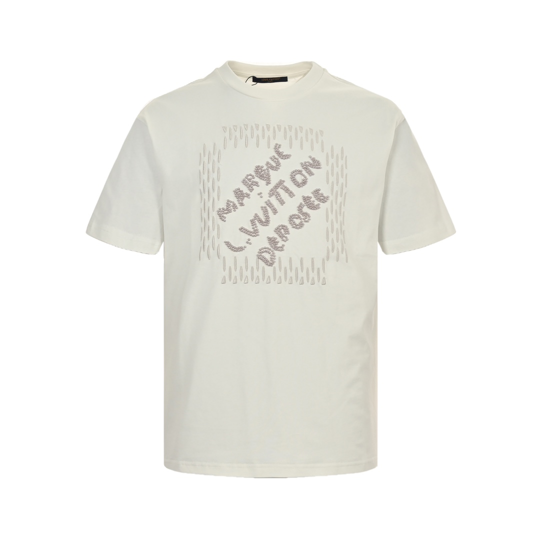Louis Vuitton 24ss heavy beaded letter embroidered short sleeve