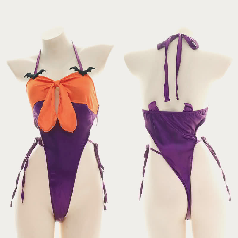 Sexy Bow Color Block Jumpsuits Lingerie