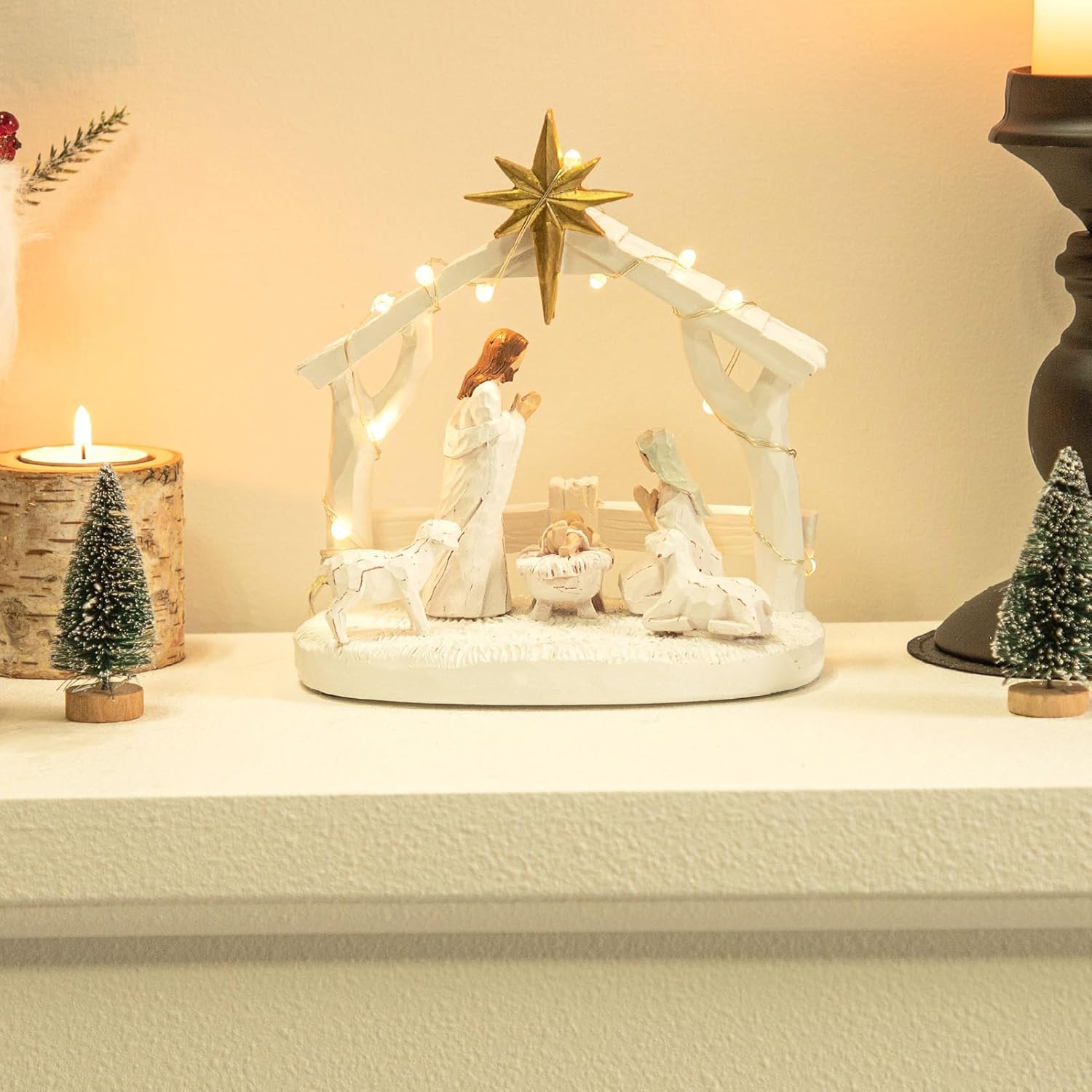 Nativity Scene With LED Lights-Christmas Indoor Tabletop Decorations