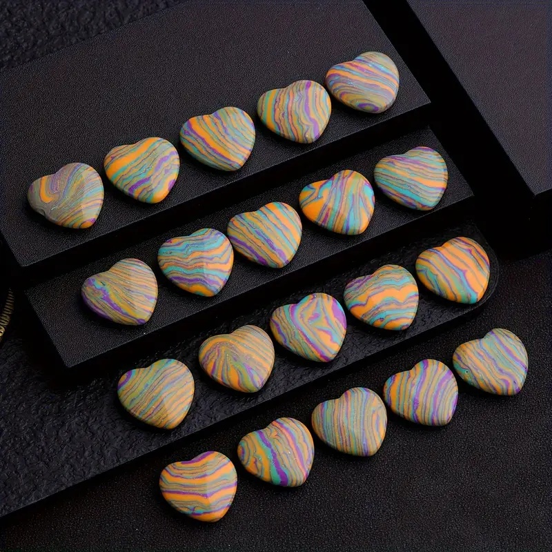 Rainbow Heart-Shaped Faux Jade Pocket Stones