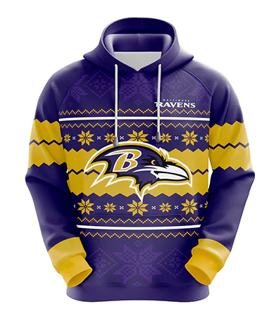 BALTIMORE RAVENS 3D HOODIE XMAS01