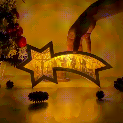 ✨🙏 Christmas Jesus Wooden Silhouette Star Lamp