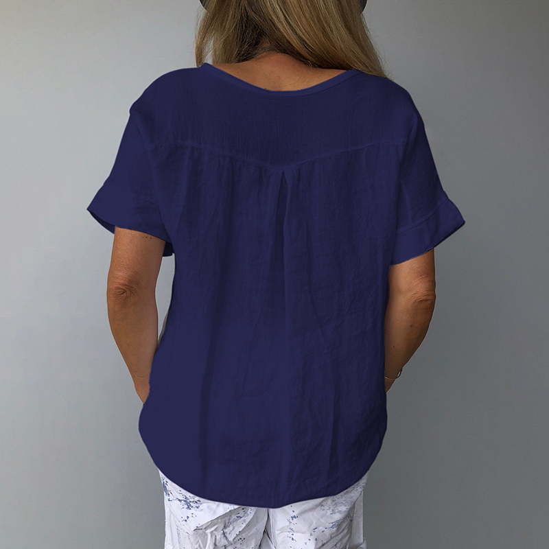 Solid Color V Neck Comfy Shirt