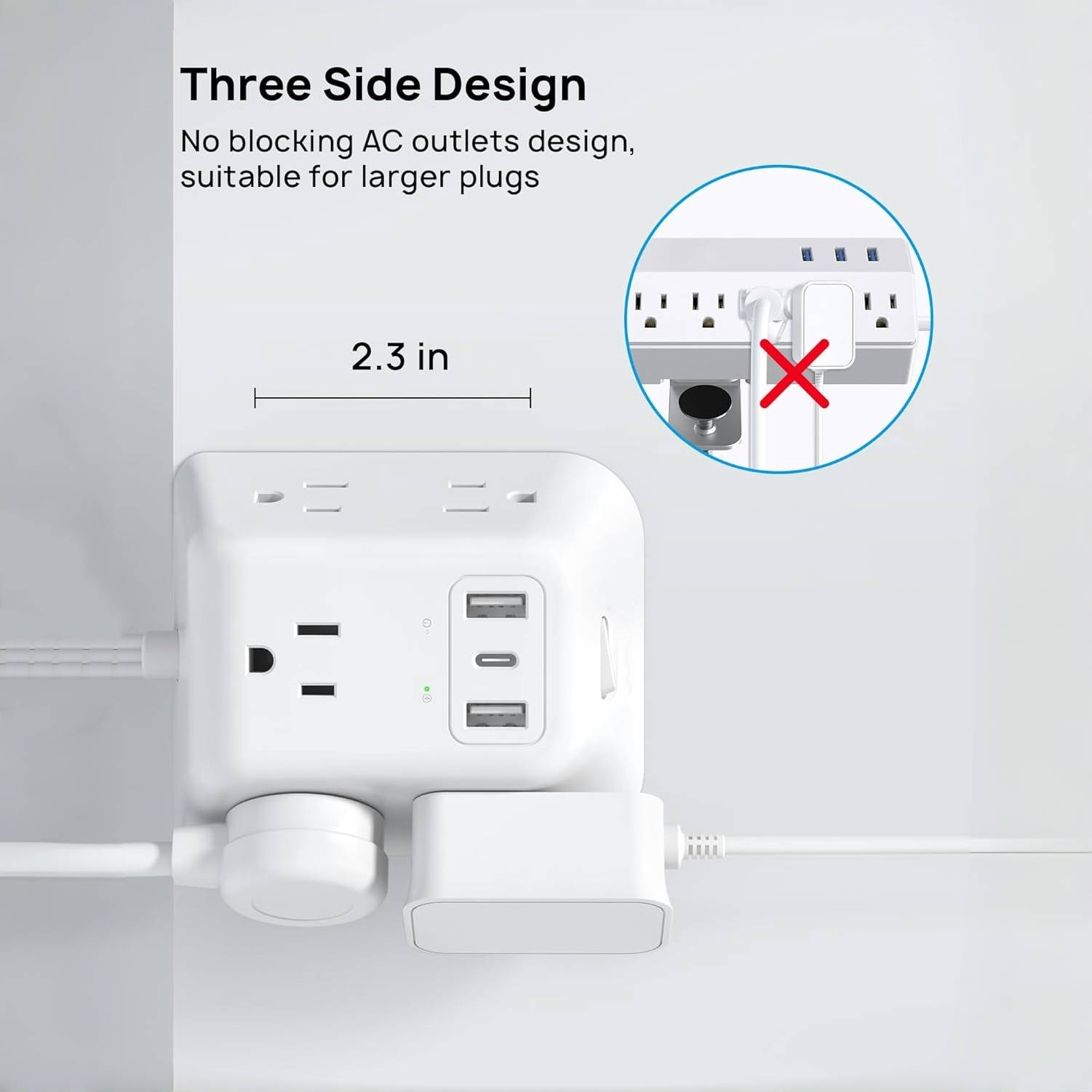 🔥On Sale🔥Desk Clamp Power Strip With Surge Protector and 5 AC Outlets and 3 USB Ports