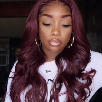 Special OFF | Beautiful BURGUNDYWINE color body wave wig