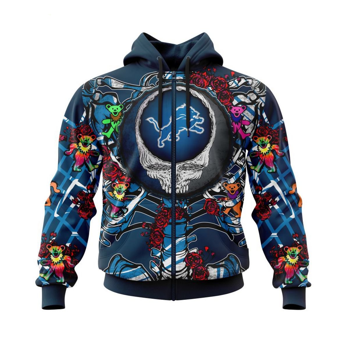 DETROIT LIONS 3D HOODIE MIX GRATEFUL DEAD