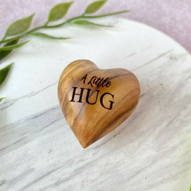 Little Pocket Hug Wooden Heart Token--Miss You Note, Isolation Gift for Someone You Love