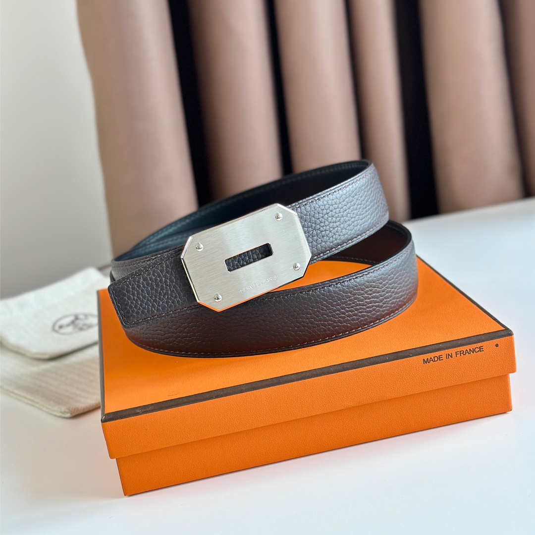 Hermès new double-faced calfskin belt width 3.2CM
