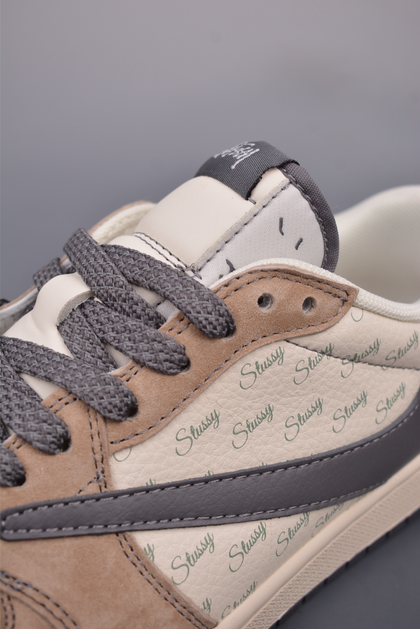Stussy x Travis Scott x Nike Air Jordan 1 Low OG Khaki White Gray XZ6188-690