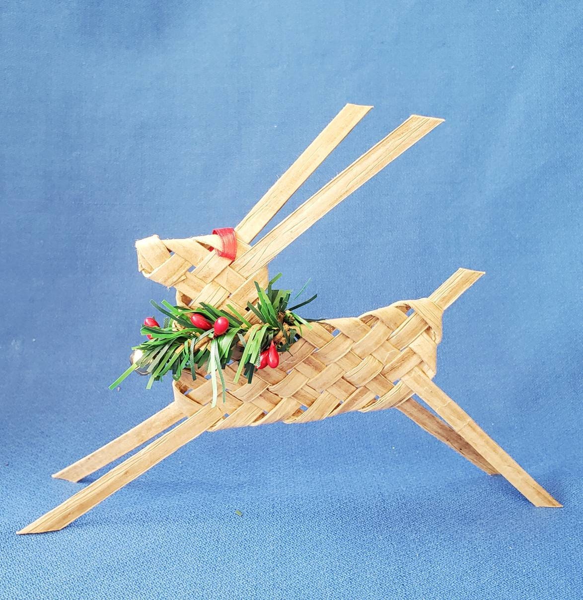 Woven Reindeer Deer Handmade Christmas Ornament