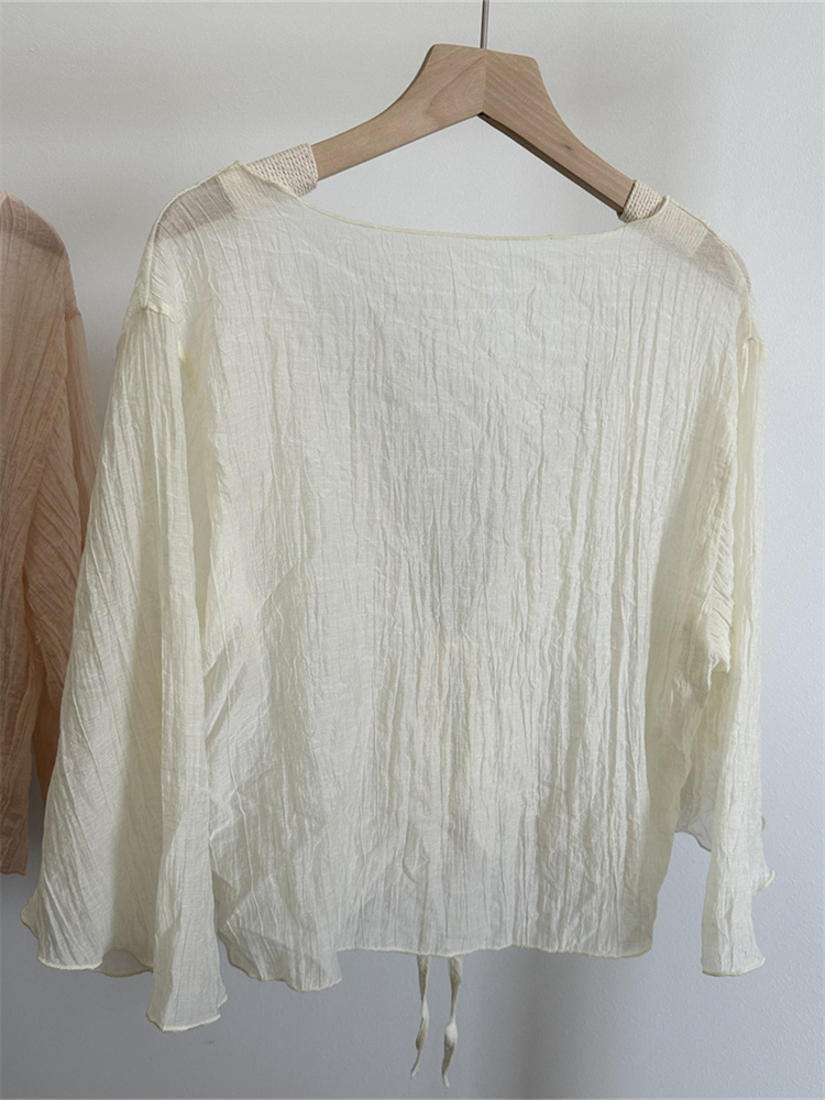 Basic Wrinkled Tied Flowy Cardigan