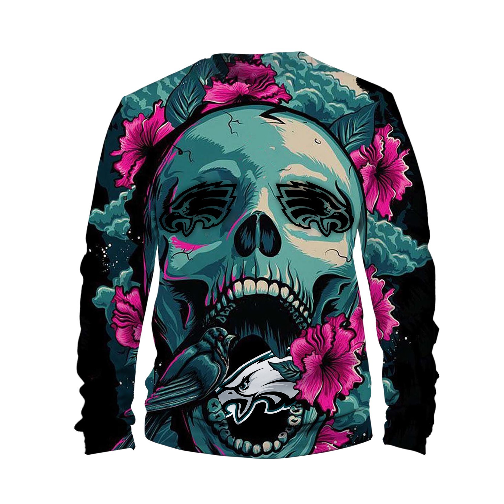 EAGLES 3D HOODIE SKULL FLOWER
