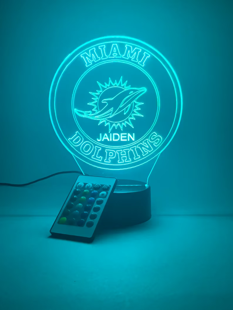 MIAMI DOLPHINS 3D LAMP PERSONALIZED