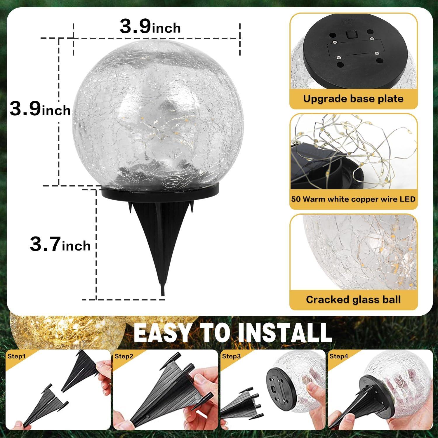 💥ON SALE💥Solar Garden LEDs Glass Ball Lights, Outdoor Waterproof 💡✨