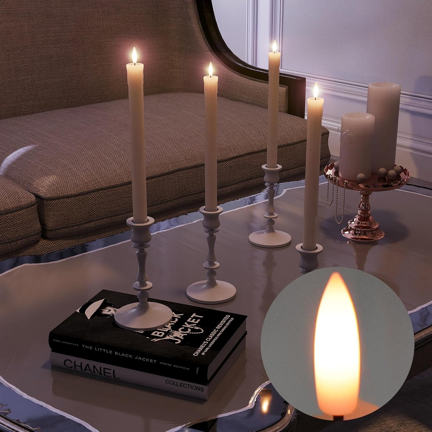 🔥LAST DAY 50% OFF🔥6 PCS Rechargeable Flameless Taper Candles with Charging Station
