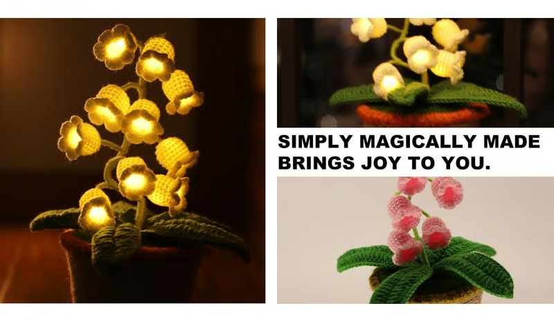 🔥 Hand - woven finished product of Lily of the Valley night - light potted plant