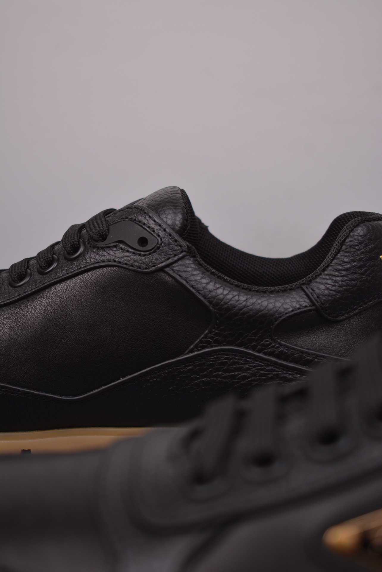 Prada Downtown Low Sneakers Black Pebbled Leather
