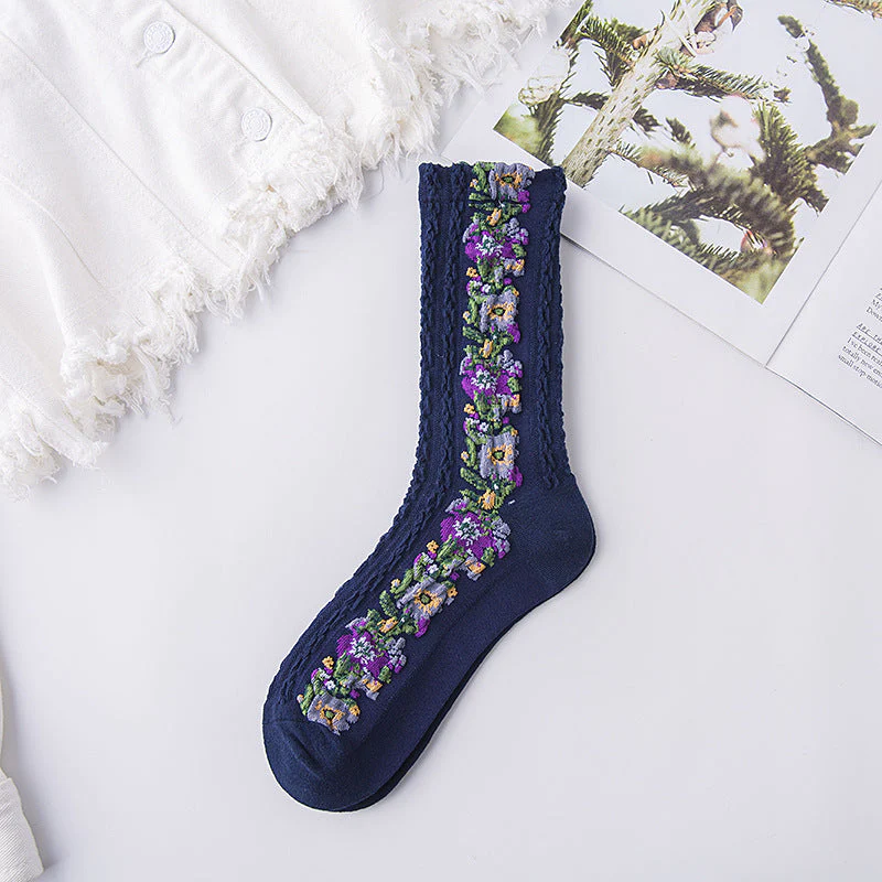 🔥Last Day 20% OFF🔥Vintage Embroidered Floral Socks