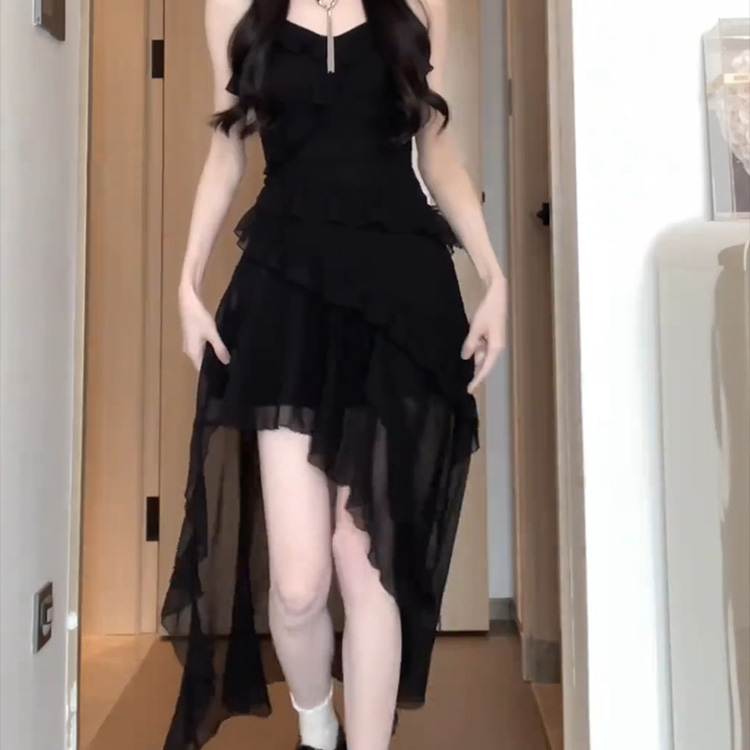 New Style Lotus leaf edge Butterfly skirt floral irregular dress
