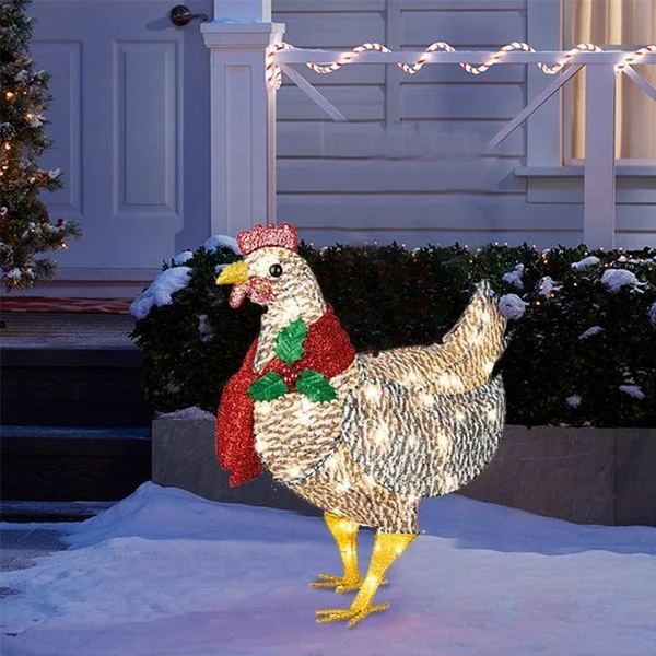 Christmas decoration - Light-up chicken with scarf