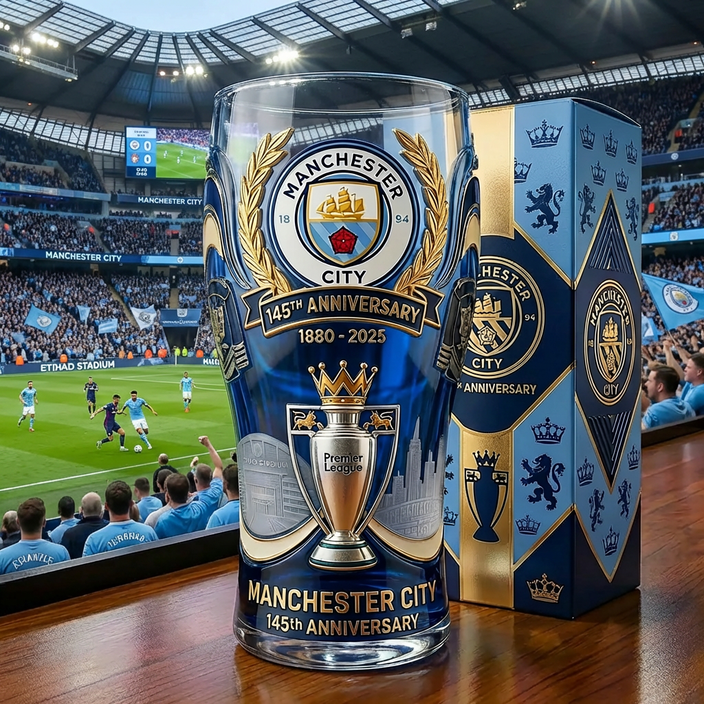 Manchester City's 145 Years Anniversary Pint Glass