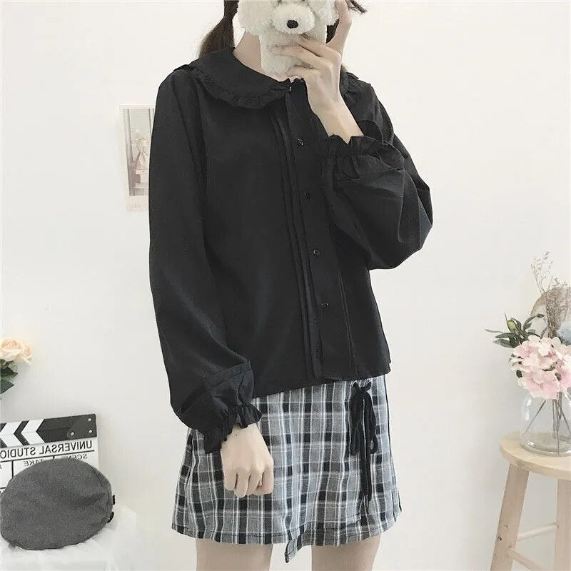 Kawaii Long Sleeve Peter Pan Collar Blouse