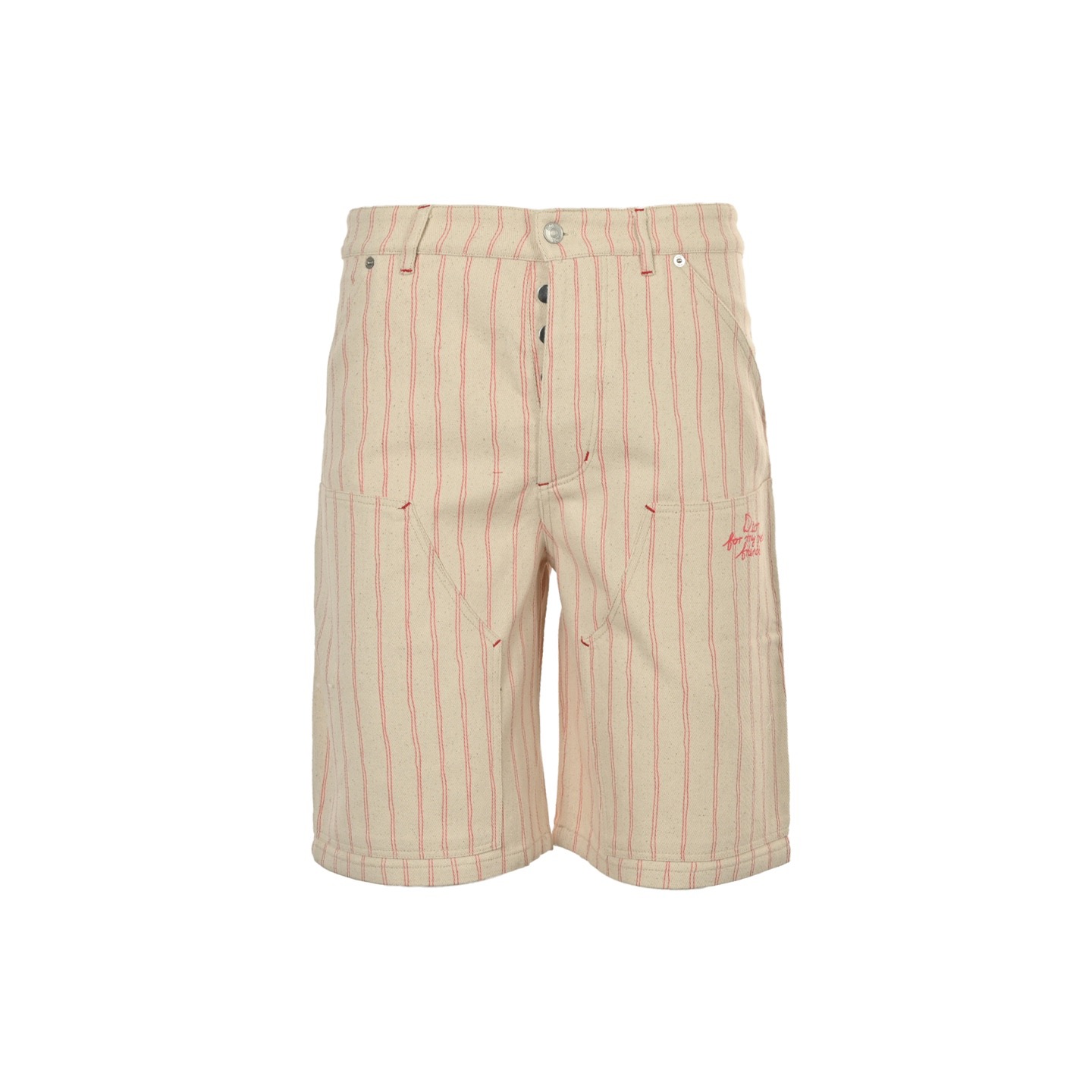 Dior 25ss embroidered lettering striped denim shorts