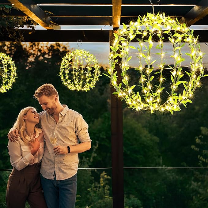 🔥On Sale🔥Hanging Iron Sphere Lights with Artificial Greenery