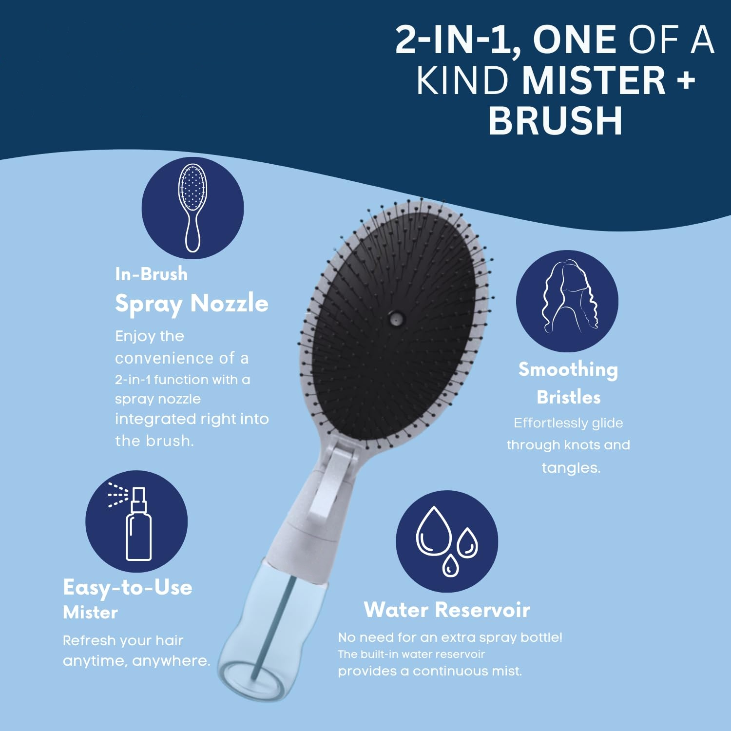 🔥ON SALE 59% OFF🔥All in One Brush - 2 in 1 - Detangling Brush - No More Hair Hassle