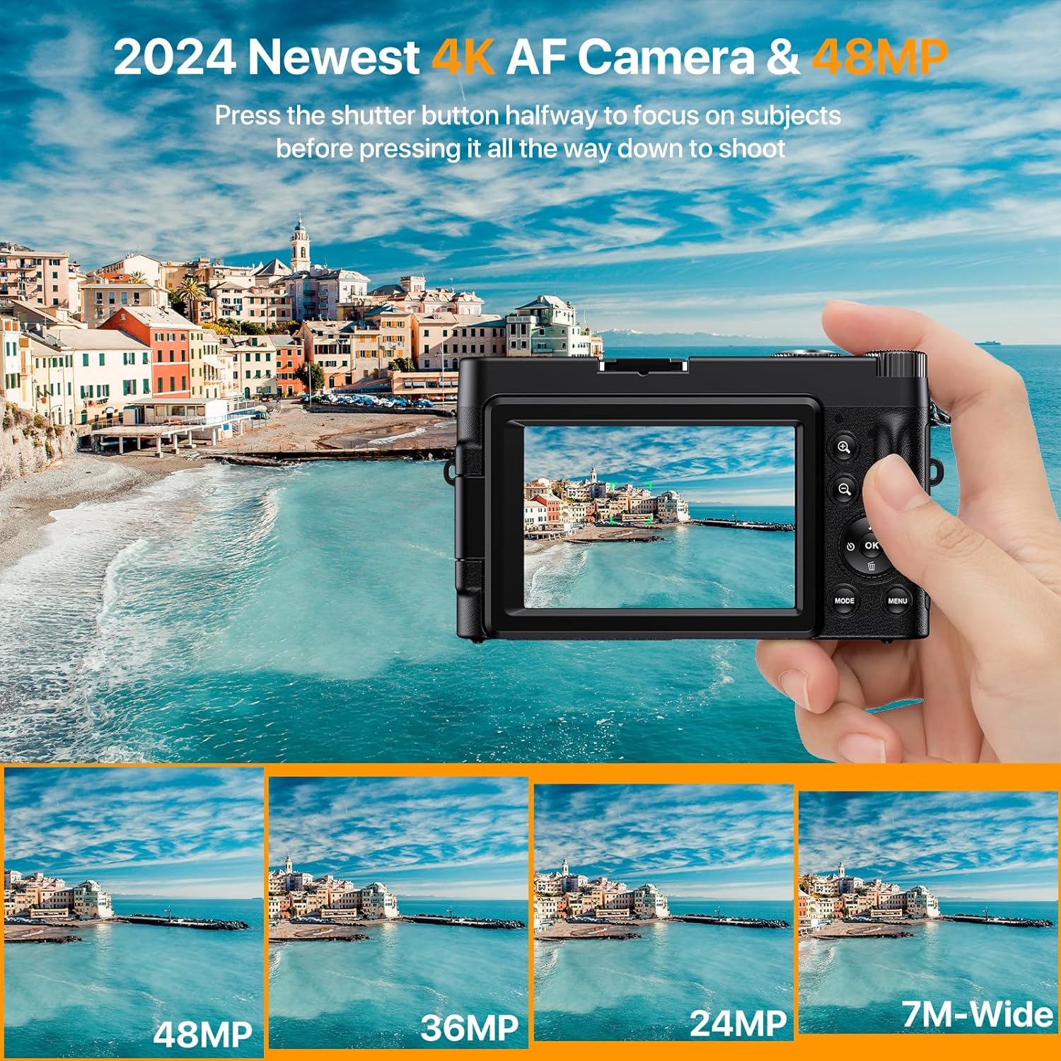 Brewene 4K Digital Camera for Photography Auto-Focus