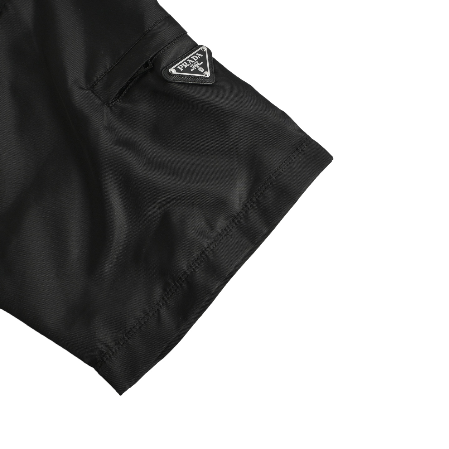 Prada Sleeve triangle logo pocket nylon patchwork short sleeves
