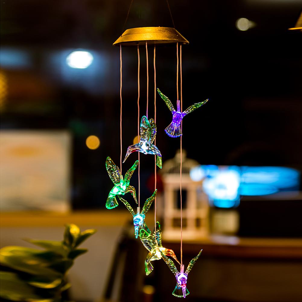 Solar-Powered Dangling Hummingbird Lights