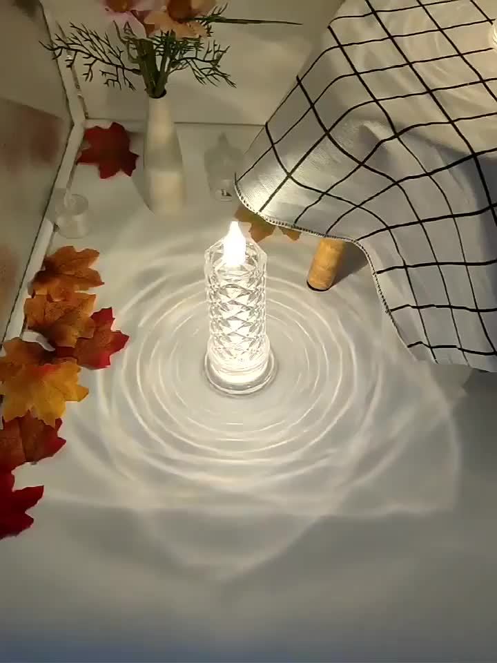 ON SALE🔥2Pcs/SET Crystal Flameless Candles With Rose Pattern Projection