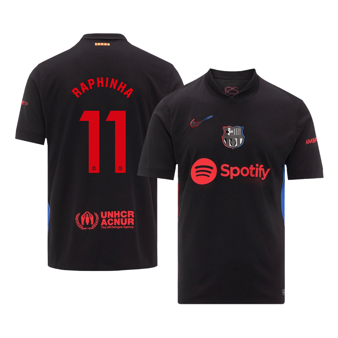 RAPHINHA #11 Barcelona Away Football Jersey, Custom Shirt 2024/25